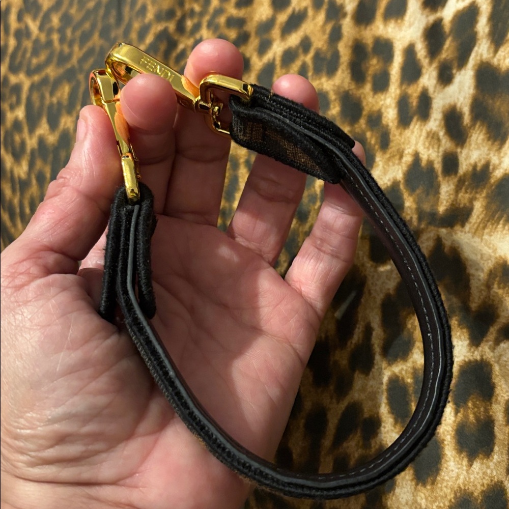 Fendi Gold and Brown Branded Purse Strap - Picture 4 of 5